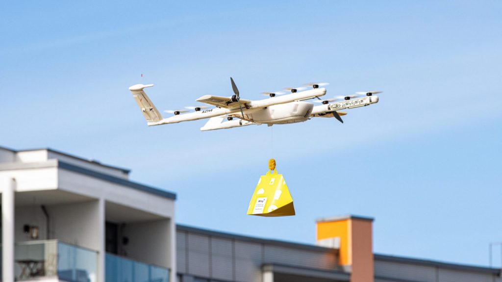 reparto de comida con drones de la empresa wing